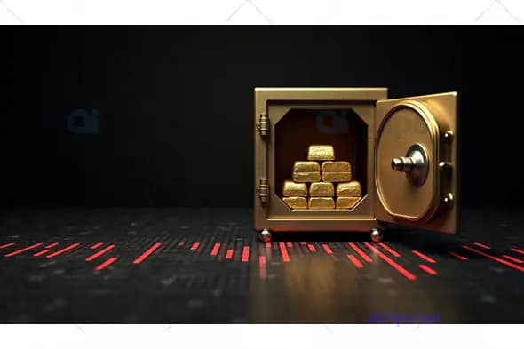 Gold Vault Open Safe with Stacked Bullion