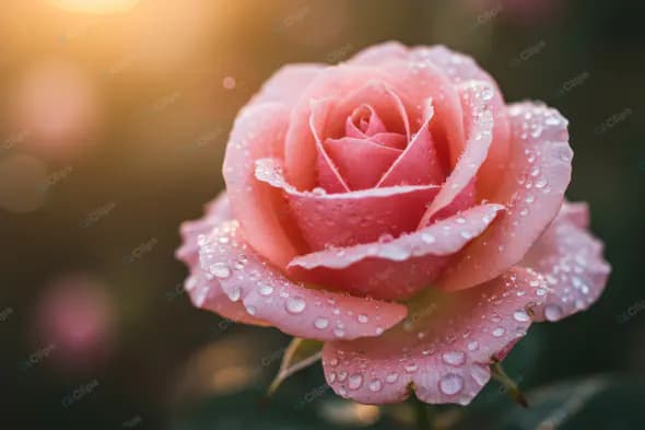 Dewy Pink Rose at Dawn