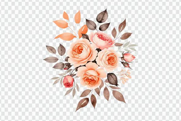 Delicate Peach Rose Floral Arrangement PNG Clipart