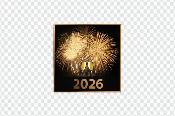 Elegant 2026 New Year Fireworks Celebration PNG
