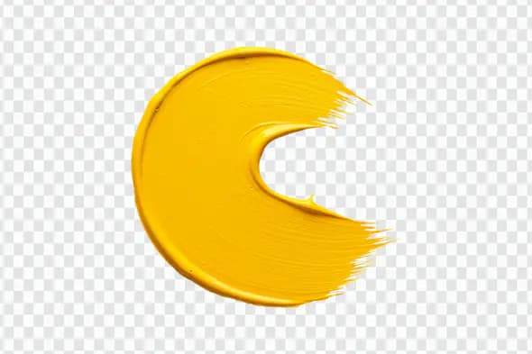 Vibrant Yellow Paint Swirl Brush Stroke PNG