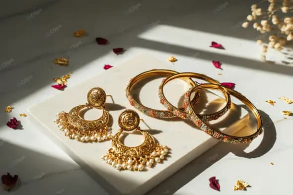 Sunlit Traditional Indian Jewelry Display