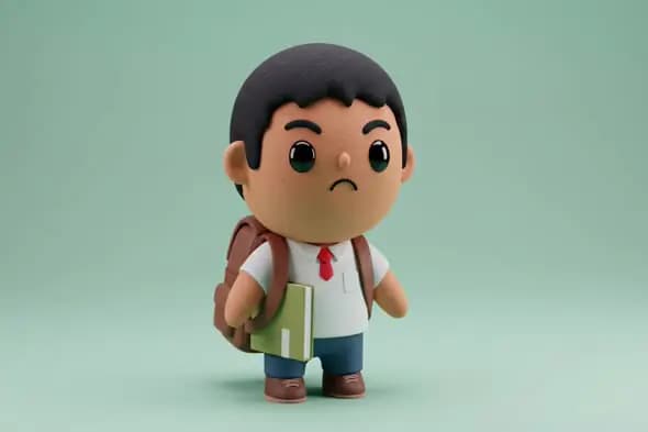 Grumpy Schoolboy 3D Character