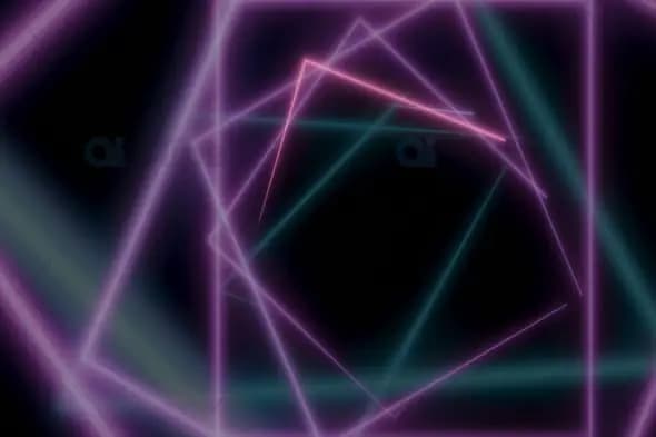 Rotating Neon Geometric Shapes on Dark Background