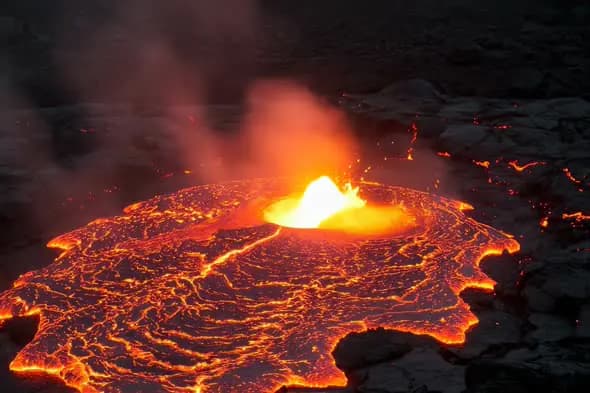 Fiery Lava Lake Eruption Molten Magma Volcanic Activity