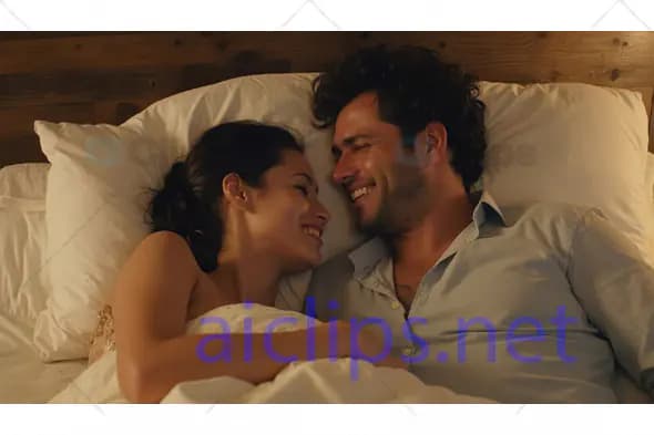 Romantic Couple Smiling in Bed