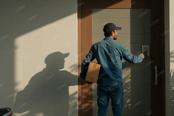 Delivery Courier Ringing Doorbell