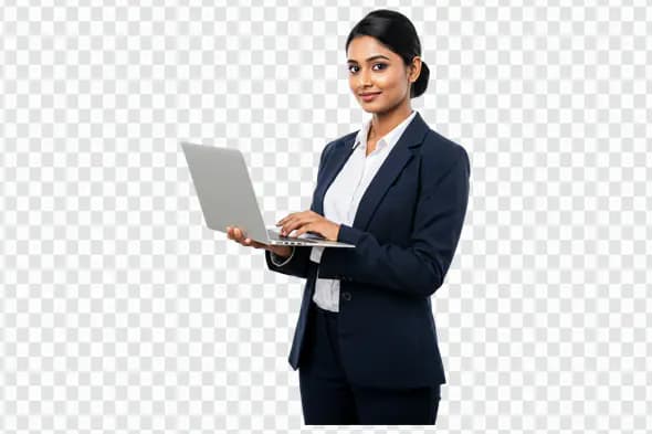 Professional Indian Businesswoman with Laptop PNG Clipart