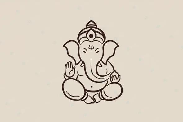 Minimalist Ganesha Line Drawing on Textured Background