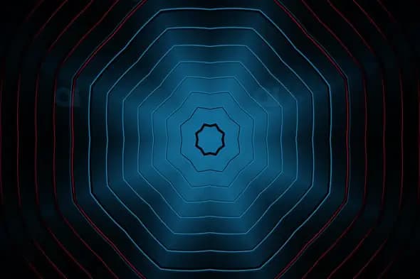 Hypnotic Blue and Red Geometric Tunnel Animation