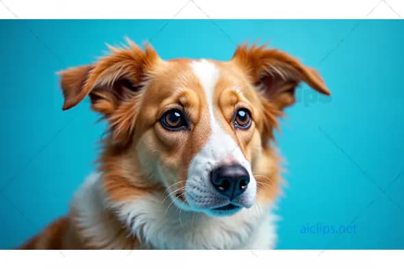 Golden Dog Portrait with Blue Background