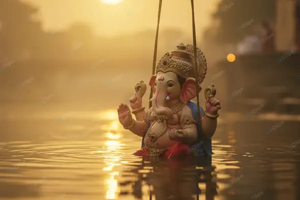 Ganesha Idol Immersion at Golden Hour