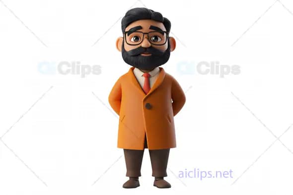 3D Indian Businessman Avatar with Orange Coat