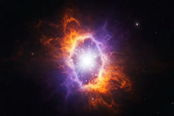 Exploding Star Nebula Animation with Fiery Purple-Orange Cosmic Flares