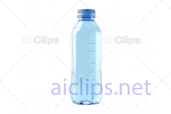 Clear 3D Water Bottle Model with Measurement Markings