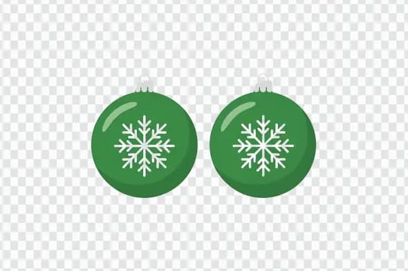 Green Christmas Bauble Ornaments with Snowflake Clipart PNG