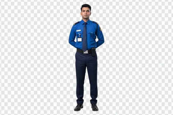 Vigilant Indian Security Guard in Formal Uniform PNG
