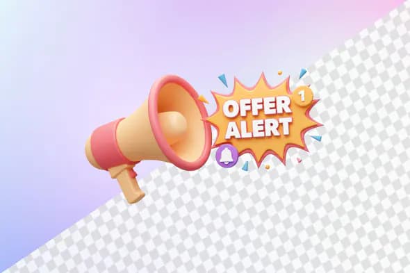 Megaphone with offer alert burst promotional icon
