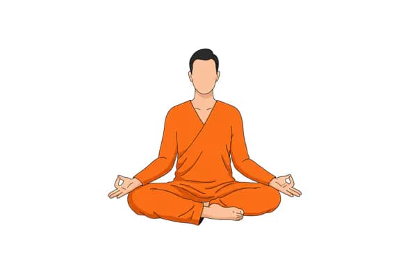 Meditating Figure in Orange Vector