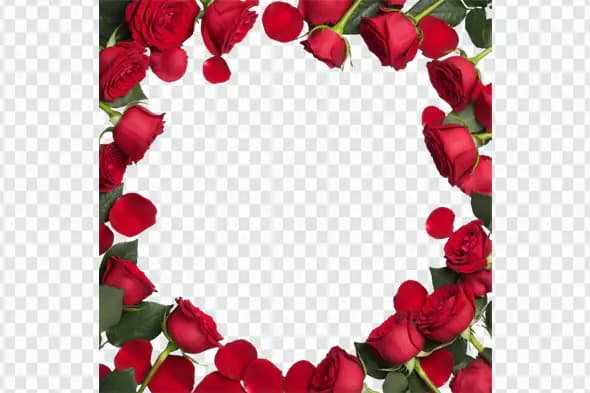 Scarlet Roses Oval Frame Valentine's Day PNG