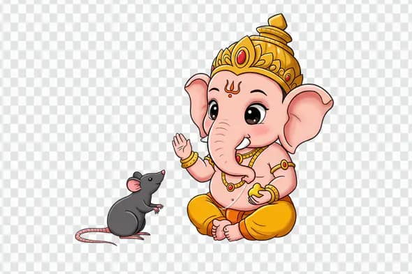 Baby Ganesha Blessing Mouse Companion PNG Clipart