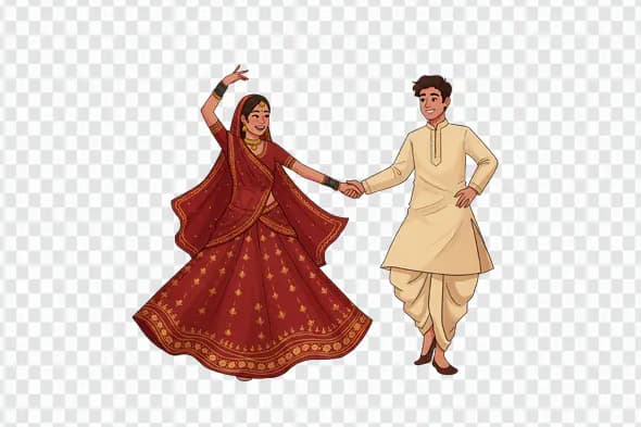 Elegant Indian Couple in Traditional Attire PNG Clipart