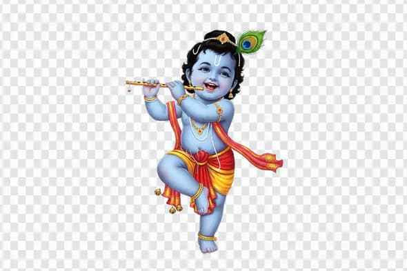 Smiling Baby Krishna Playing Flute PNG Clipart