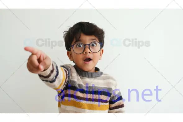 Surprised Boy Pointing Forward
