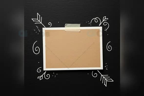 Rustic Brown Card Mockup with Chalkboard and Doodles