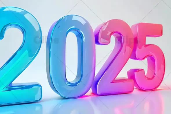 3D Colorful "2025" New Year Celebration Graphic