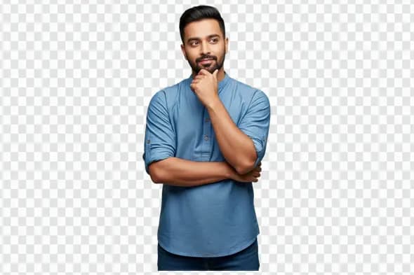 Contemplating Indian Man in Casual Kurta Thinking PNG Clipart