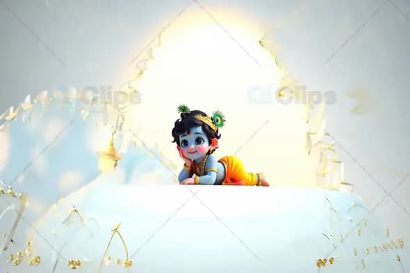Adorable Baby Krishna Illustration with Divine Glow