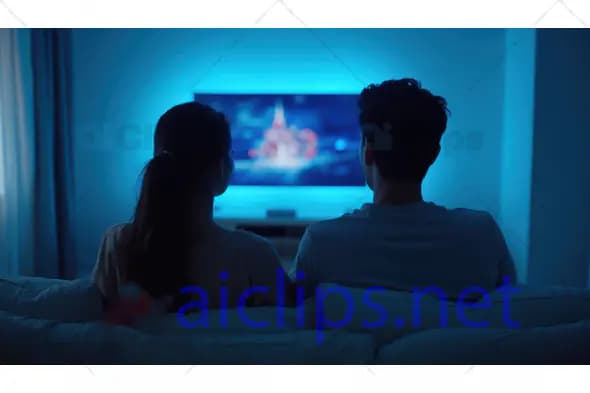 Couple Watching TV in Cozy Lighting