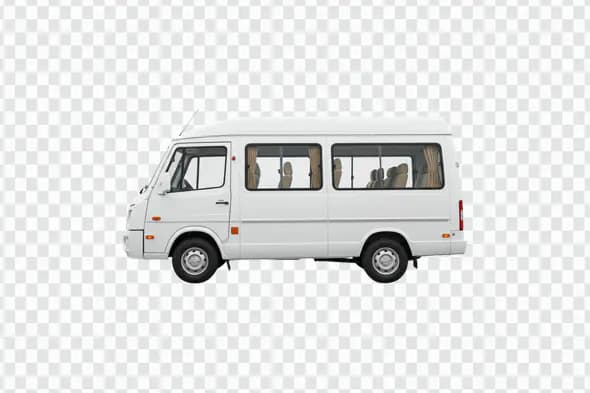 White Passenger Van Side View PNG Clipart