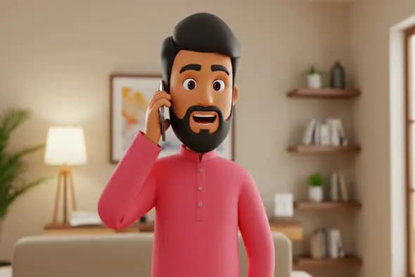 Animated Character on Smartphone Call