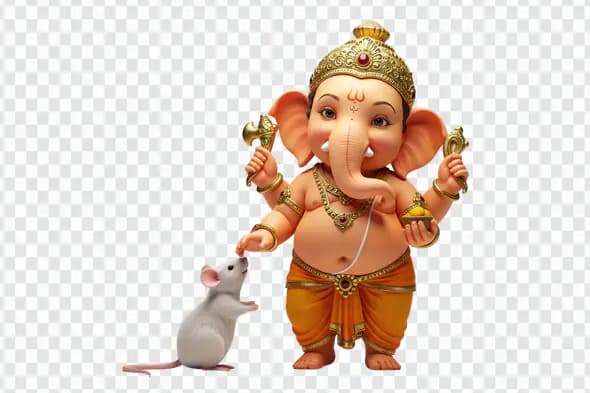 Ganesha Deity Blessing Mouse Companion PNG Clipart