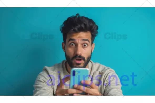 Shocked Man Holding Smartphone
