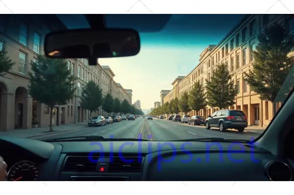 City Street View from Car