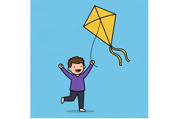 Joyful Kite Flying Vector