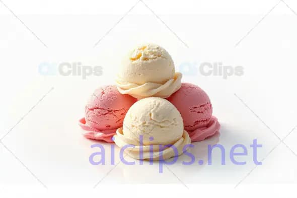 Vanilla and Strawberry Ice Cream Scoops