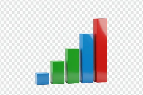 Colorful 3D Bar Graph Growth Chart PNG