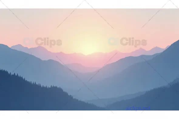 Serene Sunrise Over Misty Mountain Ranges