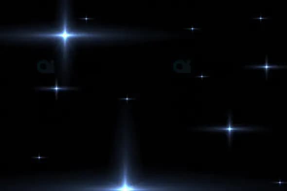 Glowing Blue Light Flares Resembling Twinkling Stars on Dark Background