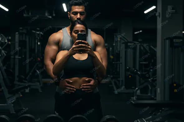 Fitness Duo's Gym Mirror Selfie