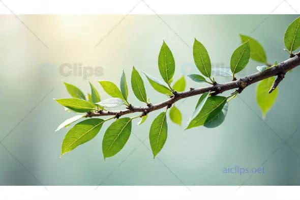 Green Leaf Branch Close-Up