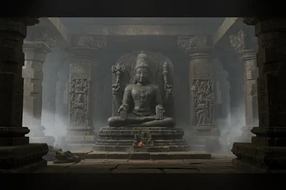 Sacred Idol Inside Stone Temple – Mystical Devotional Visual