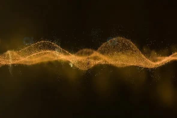 Golden Particle Waveform on Dark Background