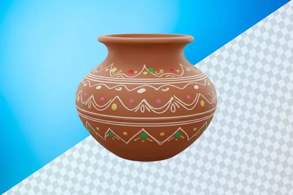 Decorative Terracotta Pot with Colorful Ethnic Pattern