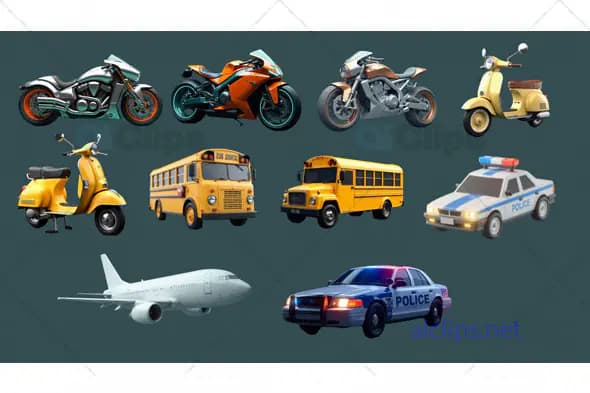 3D Transportation Vehicles Icon Pack