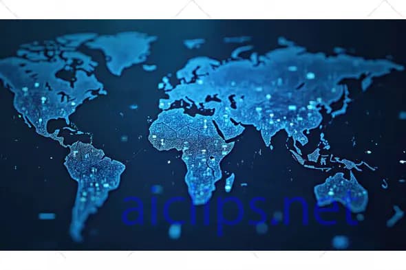 Digital World Map with Glowing Points